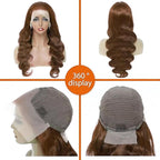 13x6 Body Wave Lace Front Wigs Human Hair Chocolate Brown Wig Human Hair Pre Plucked With Baby Hair 180 Density 4# Colored Brown HD Lace Frontal Wigs for Women 26Inch