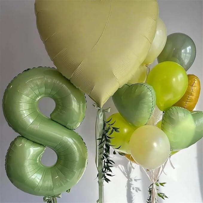 Sage Green 5 Balloons, Self Inflating Digit 5 Balloons - Image 6