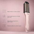 L'ANGE Hair VersaWaver Adjustable Titanium Waver | Pick 19mm or 32mm Waves with 1 Tool | Titanium 3-Barrel Waving Tool | Cool Tip Also Rotates Barrel to Change Wave Lengths (Black)