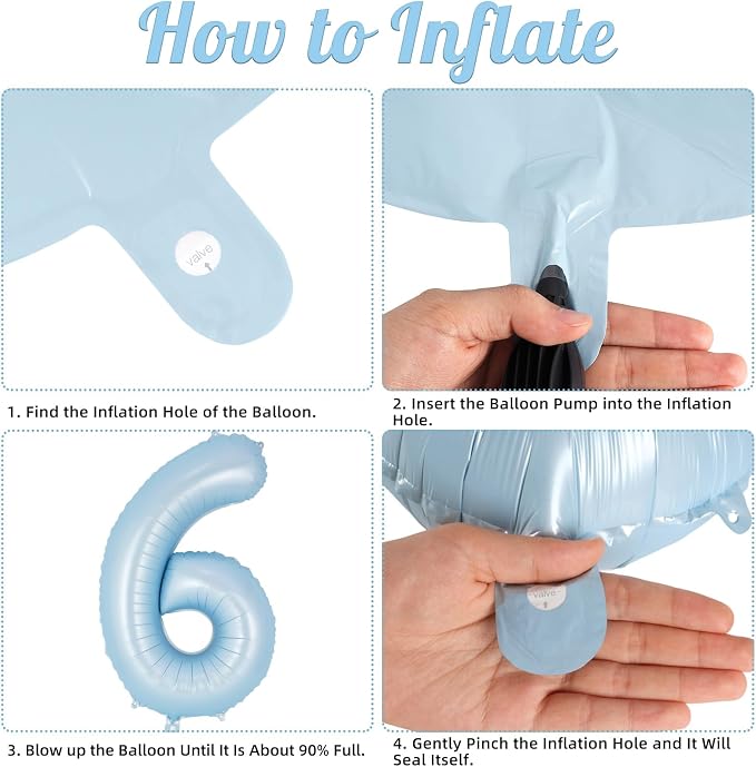 Light Blue Number 6 Balloon, 40 Inch Big Large Foil Number Balloons, Giant - Image 7