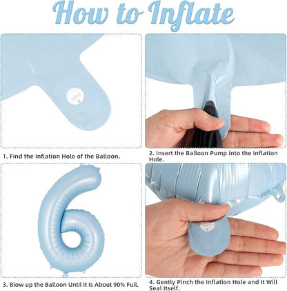 Light Blue Number 6 Balloon, 40 Inch Big Large Foil Number Balloons, Giant - Image 7