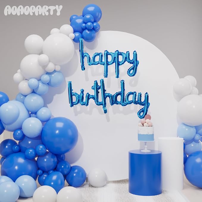 Blue Happy Birthday Balloons Banner 16 Inch Mylar Foil | Happy Birthday Letters - Image 3