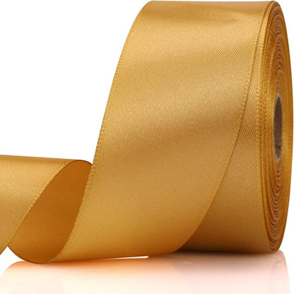 1-1/2 Inch 30 Yards Champagne Gold Solid Satin Ribbon by Unknown