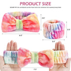 3PCS Spa Headband and Wristbands Set for Women, Soft Microfiber Face Wash Headband with Cute Bow, Elastic Absorbent Wrist Towels, Makeup Skincare Accessories for Facial, Shower, Yoga