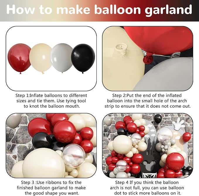 Ruby Red and Black Balloons Arch Kit - Image 6