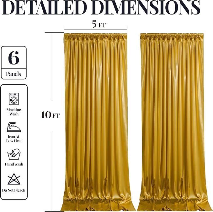 30x10ft Dark Gold Glitter Backdrop Curtain - Image 9