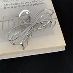 Metal Bow Hair Claw Clips Large Bowknot Hair Clips for Thin Thick Hair Accessories for Women Girls Silver Strong Hold Nonslip