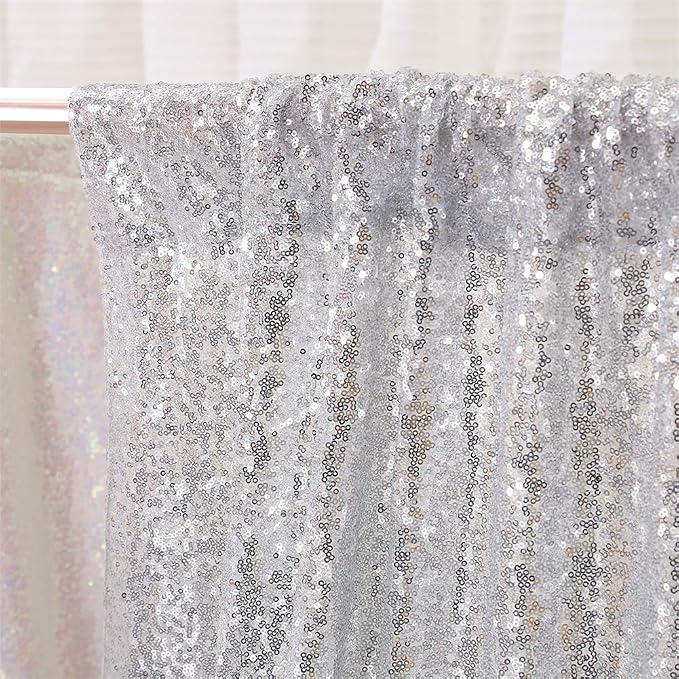 Eternal Beauty Silver 3mm Sequin Backdrop 2x8 Ft 2 Pack Wedding | Dense Sparkle - Image 7