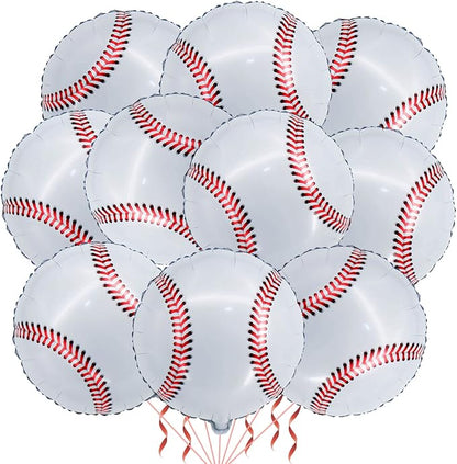 10 Pack 18 Inch Baseball Foil Balloons Helium Metallic Mylar Balloons by LHOAVWE