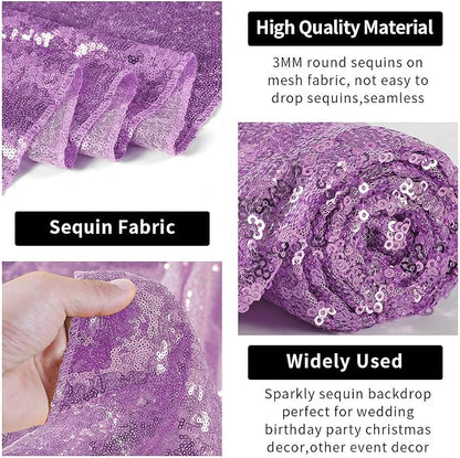 Hahuho Lavender Sequin Backdrop Curtain, Party Decoration（2 Panels, 2FT x 8FT - Image 3