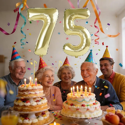 40 Inch Number 75 Balloons for 75th Birthday Party Decorations, 0-100 Champagne - Image 2