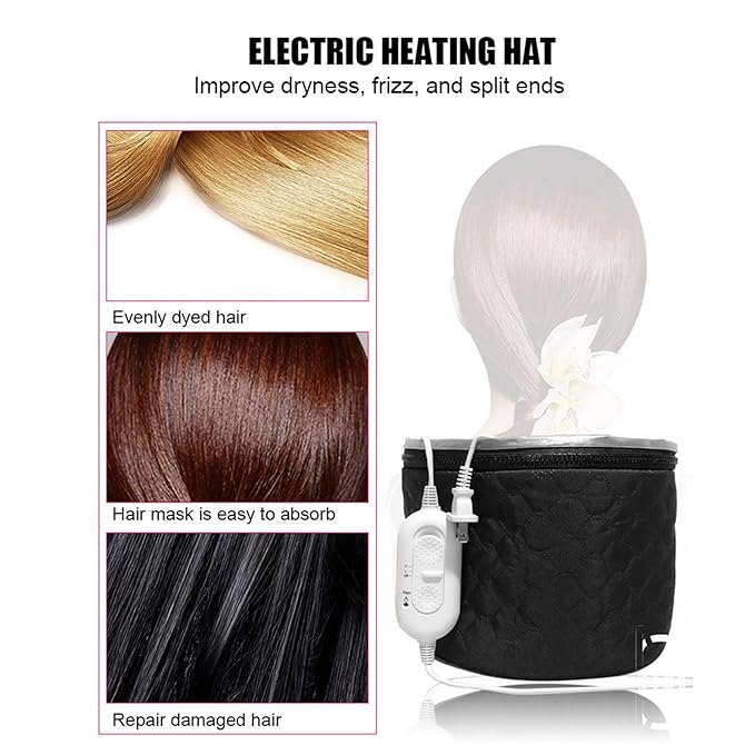 3 Gear Adjustment Hair Steamer, Heat Cap, Steam Cap Suitable for Improving Dry, Frizzy and Split Hair and Repairing Damaged Hair Quality