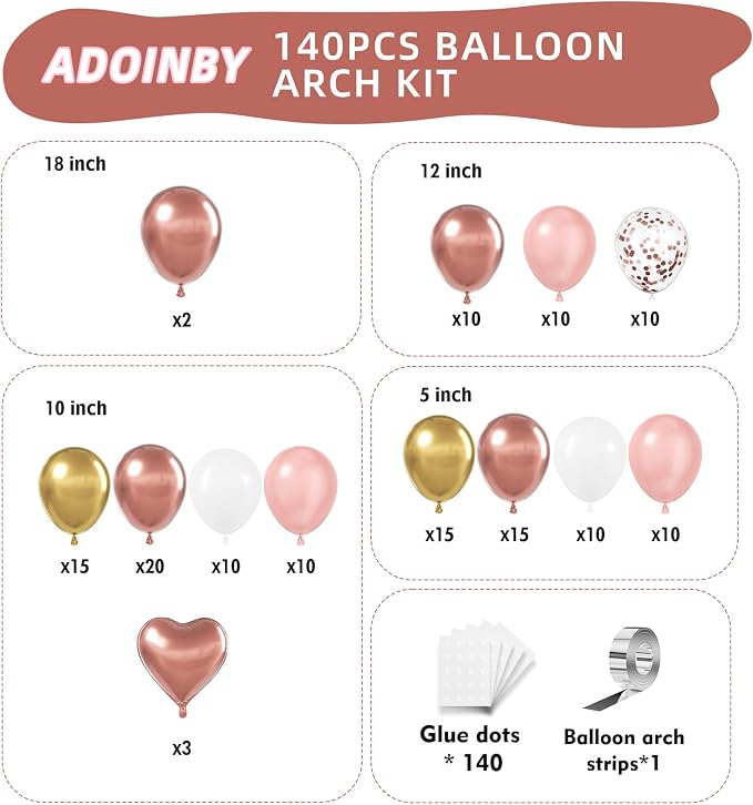 Rose Gold Balloons Arch Kit - Image 2
