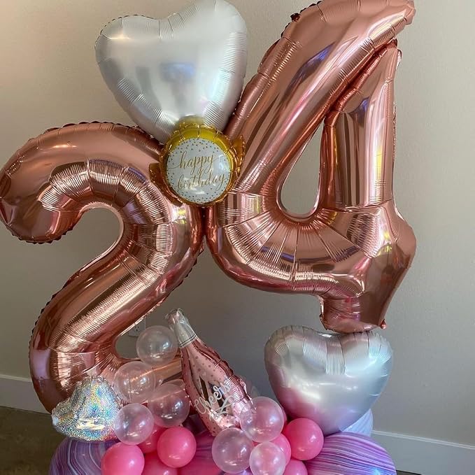 Rose Gold 8 Number Balloons, 40 Inch Big 8 Balloon Numbers Rose Gold 8 Foil - Image 7