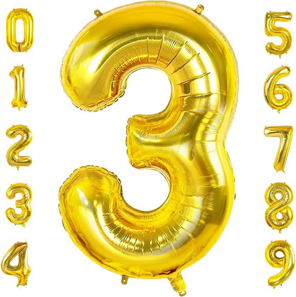 Number 3 Balloons for 3th Birthday Party Decorations, 0-100 Large No.3 Balloons by Joycard