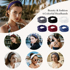 Headbands for Women, Wide Elastic Head Bands, Non-Slip Thick Hair Bands, Sports Stretchy Sweat Bands, Large Knotted Soft Headband for Washing Face, Makeup, Workout, Spa, Fashion