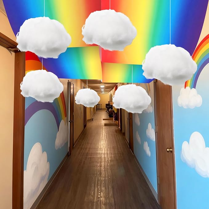 9 Pcs Rainbow Party Ceiling Decorations Kit Include 12 x 2 ft Rainbow - Image 6