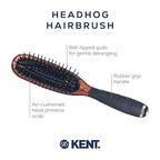 Kent Headhog Detangler Brush, Anti Static HairBrush with Rounded Nylon Bristles for All Hair Types, Travel Brush with Ergonomic Rubber Grip for Easy Styling