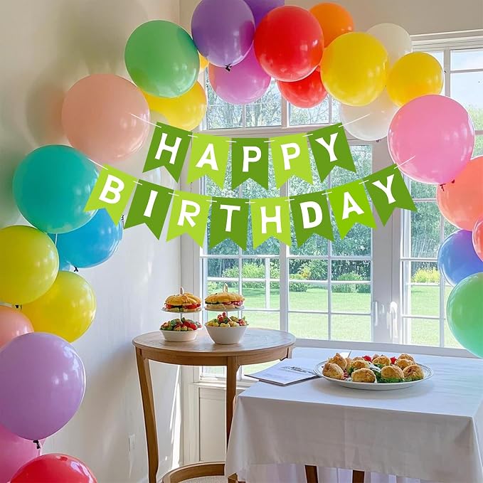 Happy Birthday Banner Sign, Birthday Garland Wall Door Hanging Banners Flag - Image 2