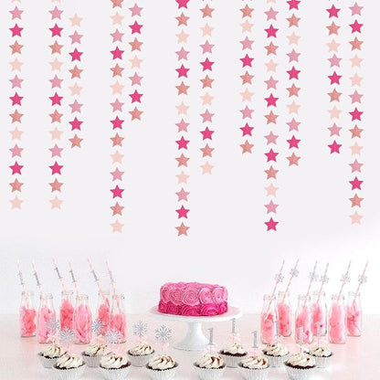 Hot-Pink Rose-Gold Party Decorations Garland - 62ft Twinkle Little Star Hanging - Image 4