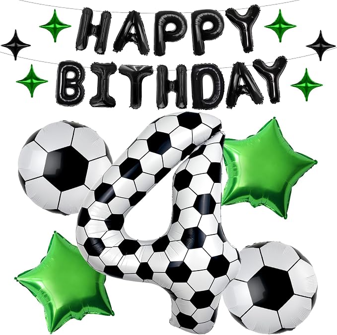 40 Inch Soccer Number 4 Balloon Set, Soccer Birthday Party Decorations | Sports by Unknown
