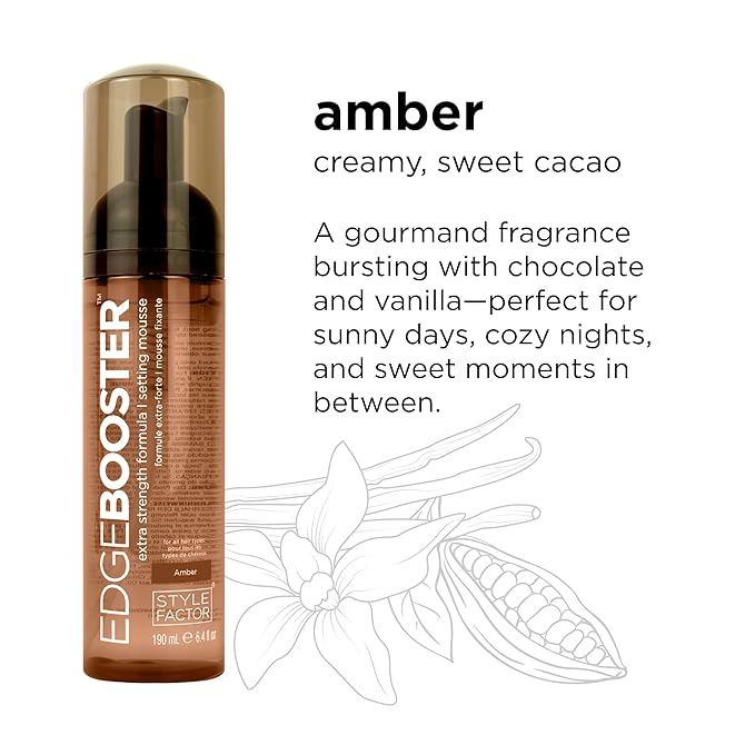 Style Factor EDGE BOOSTER Extra Strength Setting Mousse Travel Size – Frizz Control, Extra Volume, and Conditioning – 2.5oz Amber Mousse for Curly Hair