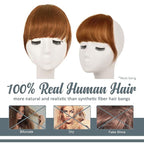 BARSDAR Real Human Hair Clip in Bangs - Human Hair Clip in Bangs for Women - Auburn Thick Bangs Extensions Fringe with Temples Dyeable Real Hair Bangs Hairpieces - Medium Auburn
