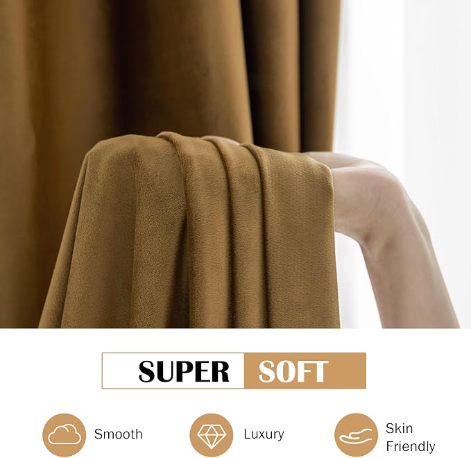 Beauoop Golden Brown Velvet Curtains - Image 7