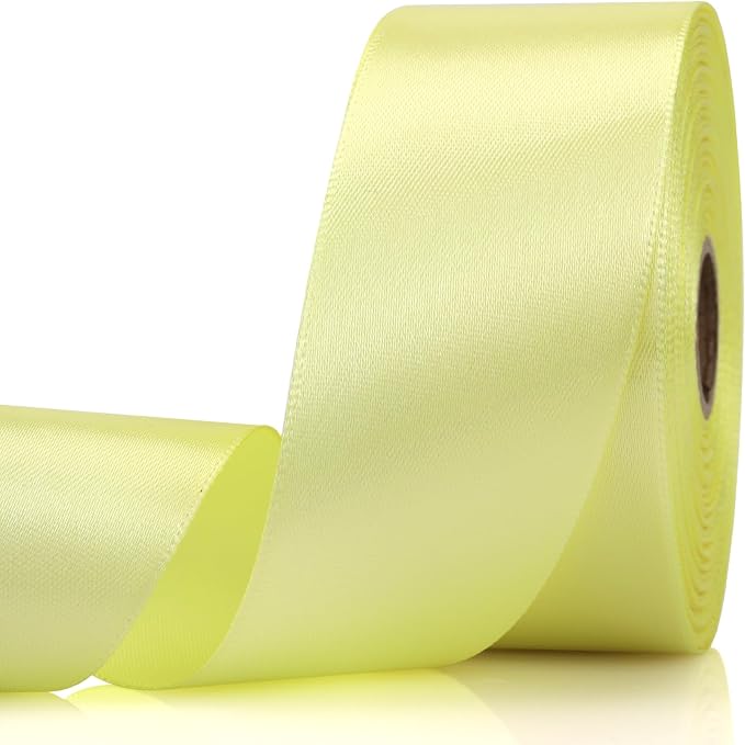 1-1/2 Inch 30 Yards Rice Yellow Solid Satin Ribbon by Unknown