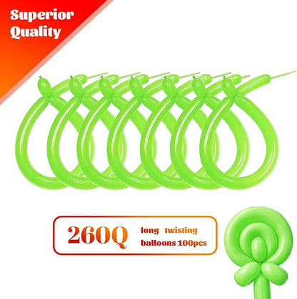260 Light Green Long Balloons for Balloon Garland Thickening Skinny Latex - Image 2