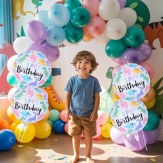 18" Dinosaur Balloons for Party Decorations, HAPPY Birthday Dino Foil Balloons - Image 3