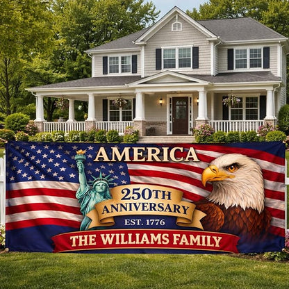 Personalized 250 Years of Freedom USA Banner 1776-2026, Patriotic American by LOVELYPOD