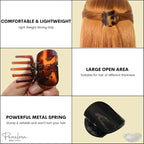 Parcelona French Onde Tortoise Shell Black and Savana Small 2” Celluloid Set of 3 Round Side Slide In Secure Grip Hair Claw for Women and Girls
