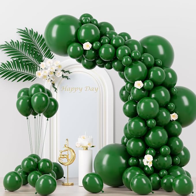 Voircoloria 130pcs Dark Green Balloons Garland Arch Kit, 18 12 10 5 Inch | by Voircoloria