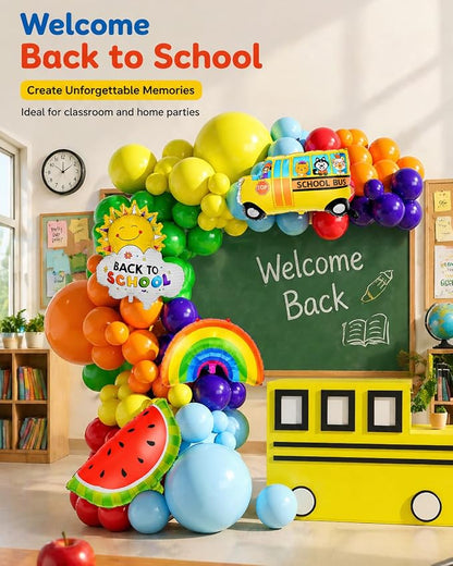 Back to School Balloon Arch Kit, Rainbow Balloons and Watermelon Balloons - Image 3