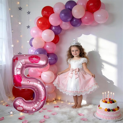 Pink Number 5 Balloon 40 Inch, DIY Fashion Girl Stickers Custom Balloon | Hot - Image 3