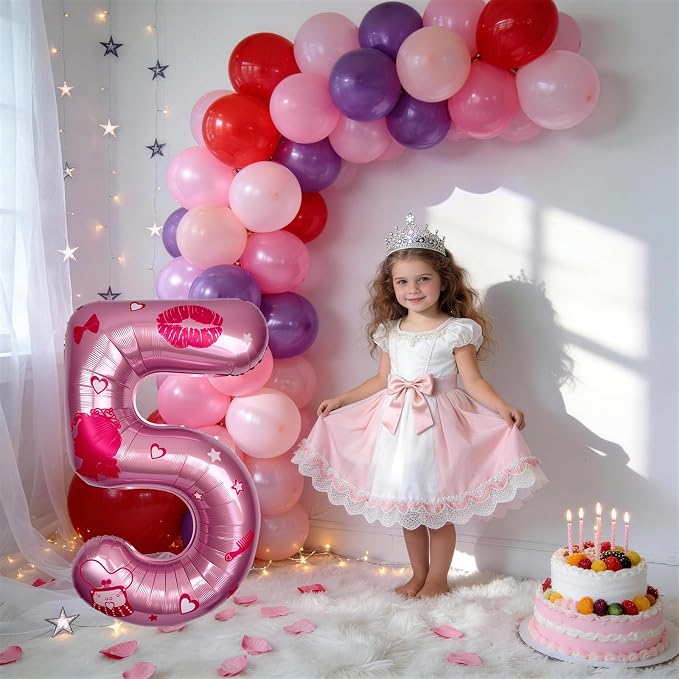 Pink Number 3 Balloon 40 Inch, DIY Fashion Girl Stickers Custom Balloon | Hot - Image 5