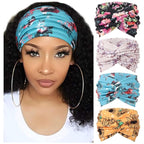 DRESHOW 4 Pack Turban Headbands for Women Wide Vintage Head Wraps Knotted Cute Hair Band Accessories