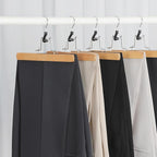 TOPIA HANGER 12 Pack Wooden Pants Hangers, Hair Extension Hangers Non Slip Skirt Hanger Wood Clamp with Velvet Padded 360° Swivel Hook for Jeans, Skirts, Trousers, Wigs Natural CT67N