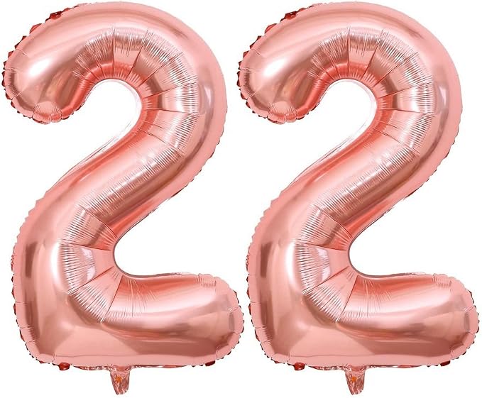 40 Inch Rose Gold 22 Balloons Giant Number 22 Balloons Rose Gold 22 Birthday by LHOAVWE