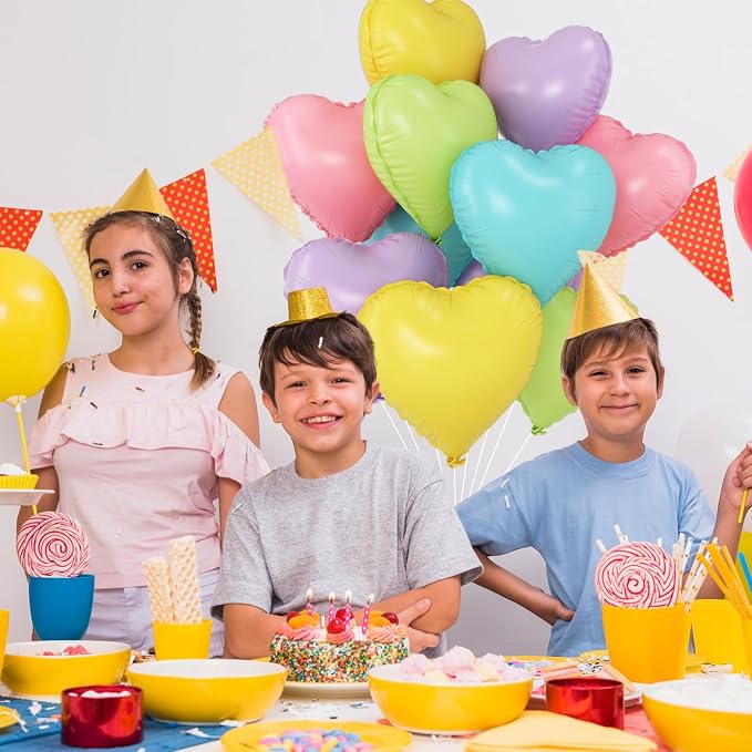 Pastel Colorful Heart Balloons, 18Inch Pink Blue Yellow Green Purple Helium - Image 6
