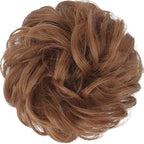 FESHFEN Messy Bun Hair Piece - Elastic Wavy Curly Hair Bun Scrunchies Extensions Synthetic Chignon Hairpieces for Women Girls, Light Auburn 1.5 oz