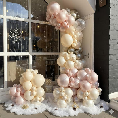 Dusty Pink and Gold Balloon, 12 Inch Double Stuffed Pearl Pastel Blush Pastel - Image 6