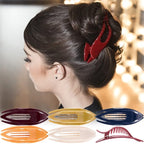 RC ROCHE 6 Pcs Flat Hair Clips Big Claw for Thick Hair French Duckbill Women No Slip Side Slide Curved Alligator Concord Strong Grip Hold Volume Lay Down Clamp, Large Classic Multicolor