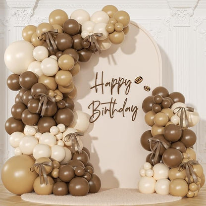 Brown Balloon Garland Arch Kit for Birthday Decor | 140Pcs Neutral Nude Beige by NUTTYBASH