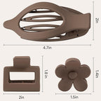 3 Styles 12PCS Hair Clips for Women Small Medium Big Claw Clips for Thin Thick Hair 4.6'' Flat Hair Claws 2'' Rectangle Hair Claw Small Flower Clips Combination |Hair Accessories for Women
