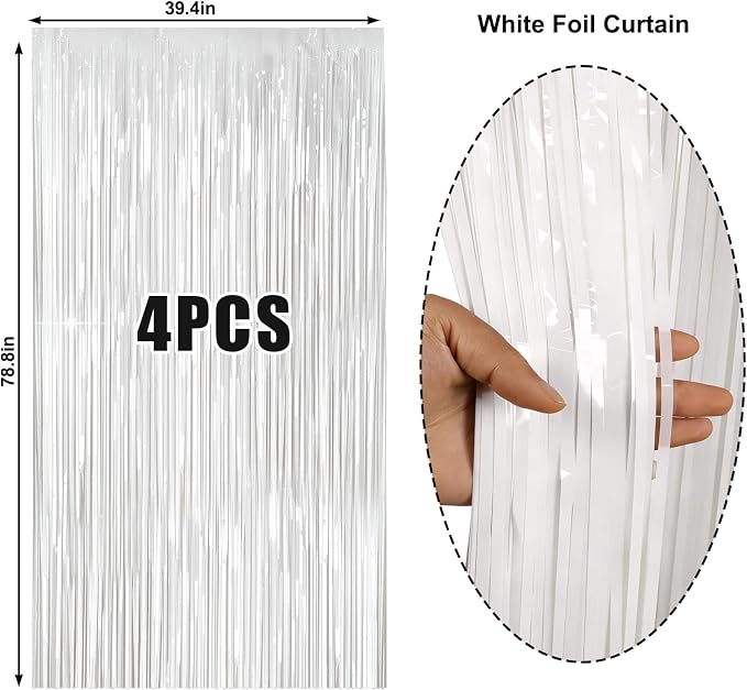 4 Packs White Foil Fringe Curtain - Image 6