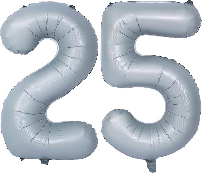 40 In Matte gray Number Balloon Helium Foil Mylar Birthday Balloon Digit 25 | by Exquisitehighqualitypartydecorationstomeetyoureveryneed%EF%BC%81