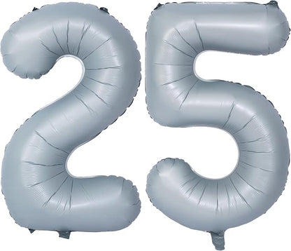 40 In Matte gray Number Balloon Helium Foil Mylar Birthday Balloon Digit 25 | by Exquisitehighqualitypartydecorationstomeetyoureveryneed%EF%BC%81