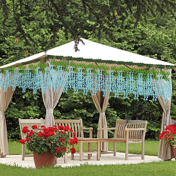 Artificial Wisteria Hanging Flowers-Fake Wisteria Flower Garland Silk Vines - Image 2